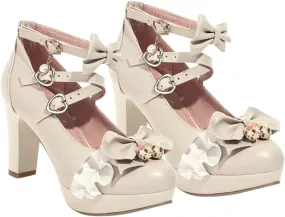 Sandals Sweet And Fresh Lace Bow Thick Sole Ladies Fairy High Heel Sandals Ash Shoes Women Sandals