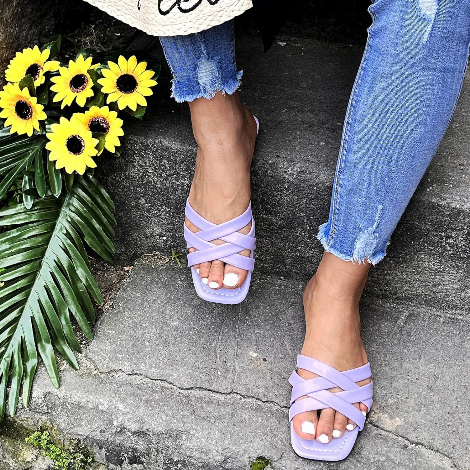 Sandals Women Dressy Summer Solid Sandals Slippers Ladies Casual For Women Fashion Flat Shoes Women's slipper