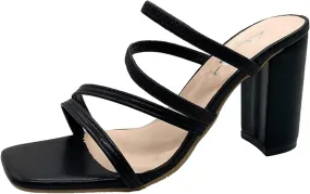 Sandals Women's Square Open Toe Heeled Sandals Mules Slip On Block Chunky Mid Heels Sandals Slide Retro