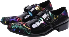 Santimon Mens Formal Dress Shoes Slip On Loafer Black Patent Leather Lace-up Shoes
