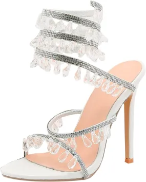 Sexy Casual Dress Shoes Stiletto High Heel Women's Shoes Fashion Casual Rhinestone Crystal Pendant Hollow High Heels