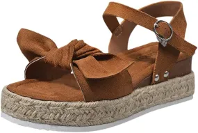 Shoes Open Toe Flower Women's Ladies Fashion Solid Leopard Wedges Bowknot Sandals Casual Shoes
