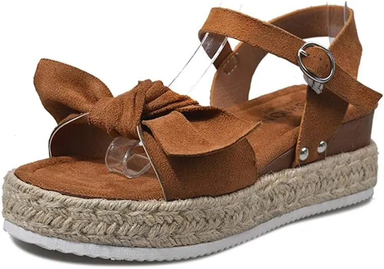 Shoes Open Toe Flower Women's Ladies Fashion Solid Leopard Wedges Bowknot Sandals Casual Shoes