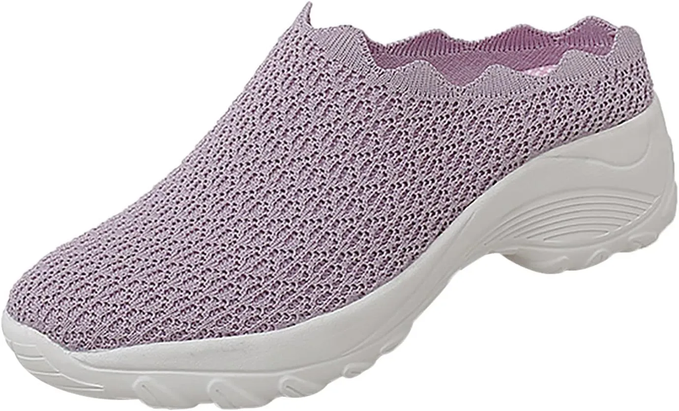 Shoes Women's Sport On Slip Toe Wedge Summer Round Casual Fashion Mesh Women's Swish Fashion Sneakers