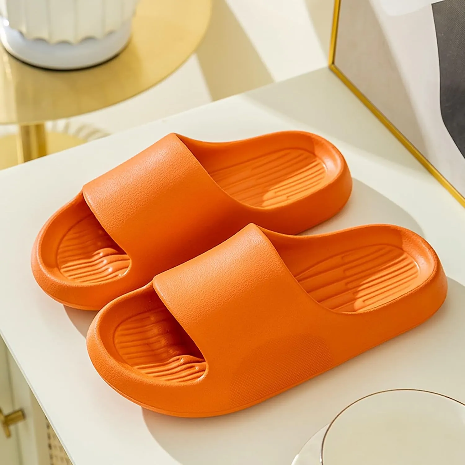 Shower Shoes for Women with Arch Support Flat Soled Open Toed Breathable Slippers Soft Soled Slippers