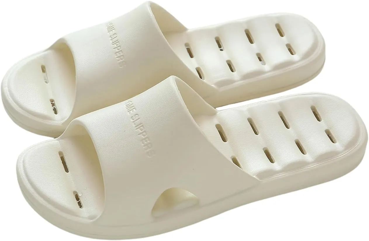 Slides with Drain Holes Lightweight Beach Sandals Slippers Flat Bottom Comfortable Bathroom Home Slippers Fashionable Non