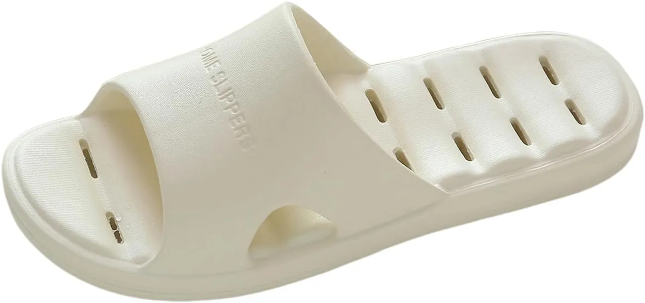 Slides with Drain Holes Lightweight Beach Sandals Slippers Flat Bottom Comfortable Bathroom Home Slippers Fashionable Non