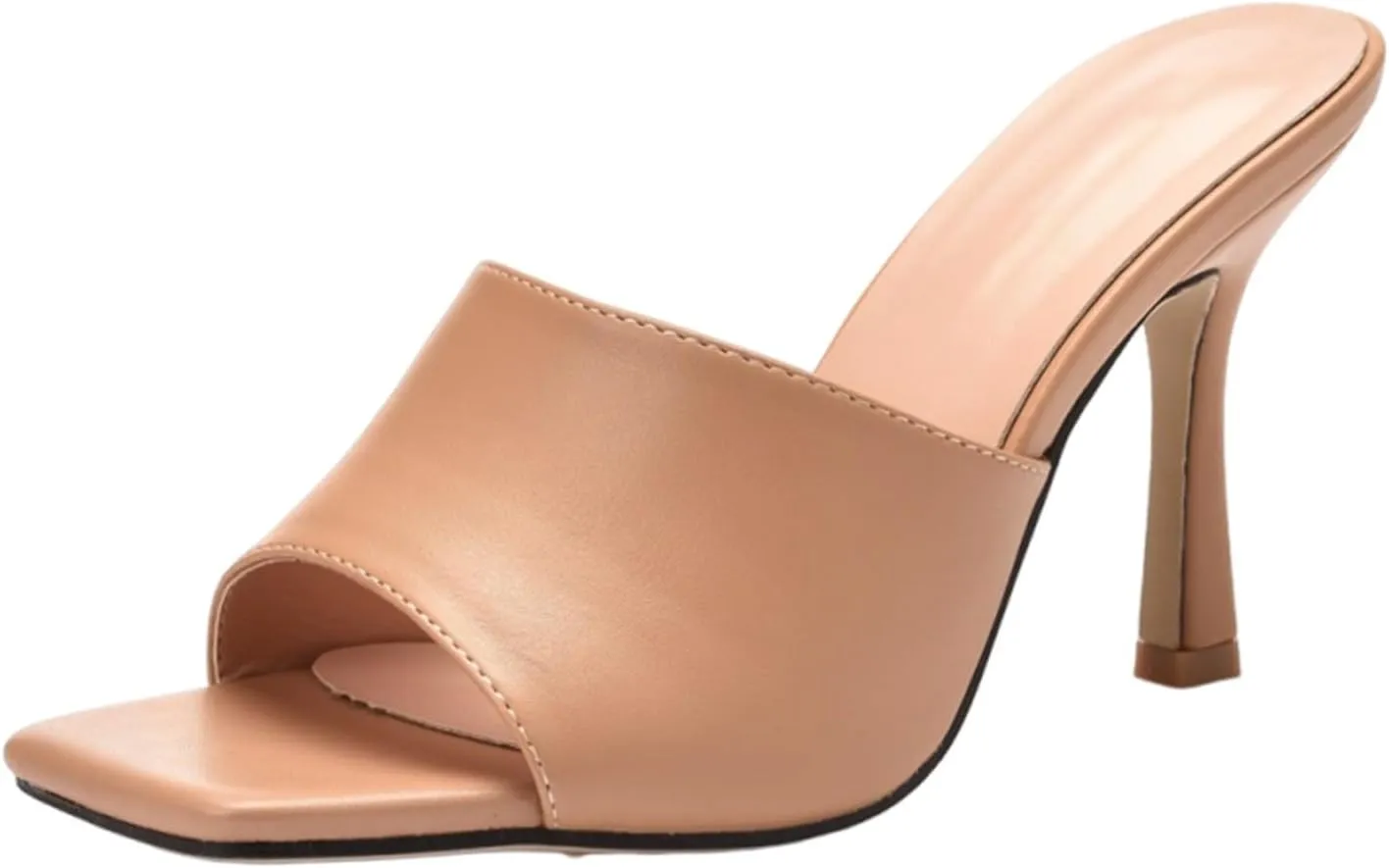 Slip on Elegant Pumps Women's Hight Heeled Sandals with Open Toes Square Toes and Stiletto Heels