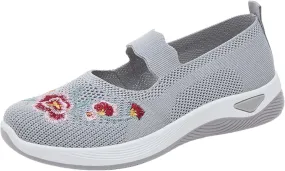 Slip On Shoes for Women Fashion Printed Labor Work Shoes Hook and Loop Strap Walking Shoes Arch Support Shoes