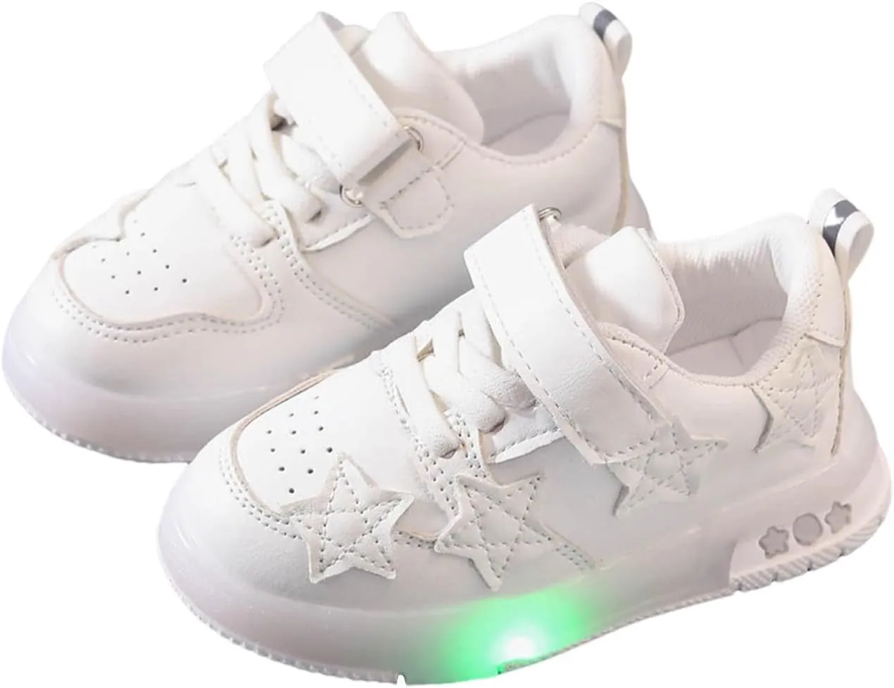 Sneakers for Girls Children's Casual LED Light Up Tennis Shoes Girls Leather Soft Up Lace Kids Girls Board Shoes