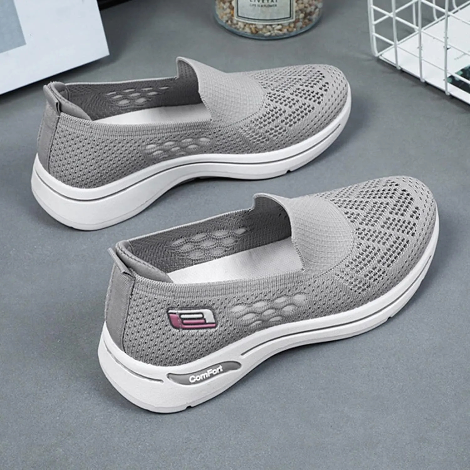 Sneakers for Women Diabetic Elderly Shoes Ladies Fashion Mary Jane Sneakers Mesh Breathable Walking Sneaker Summer Woven Hollow Out Orthopedic Soft Arch Support Walking Shoes