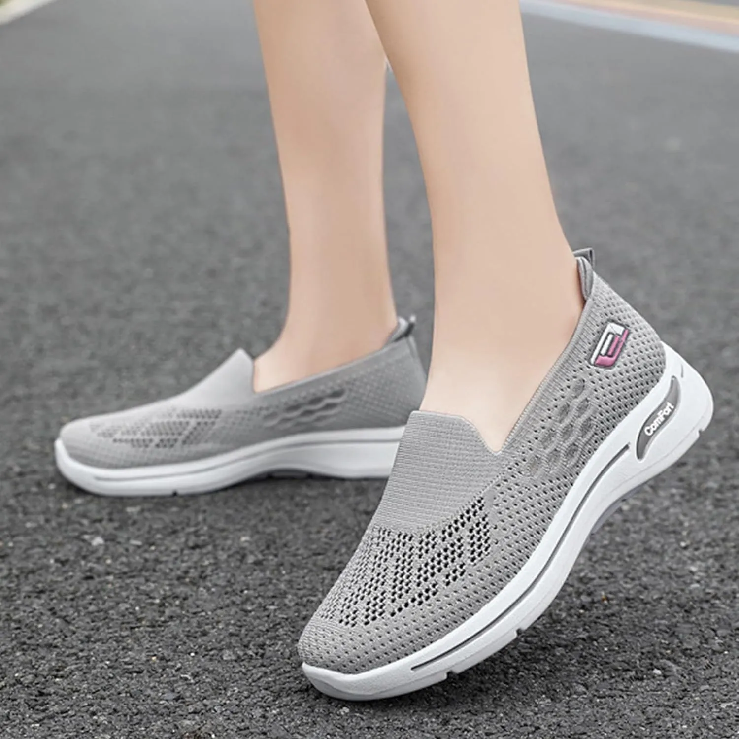 Sneakers for Women Diabetic Elderly Shoes Ladies Fashion Mary Jane Sneakers Mesh Breathable Walking Sneaker Summer Woven Hollow Out Orthopedic Soft Arch Support Walking Shoes