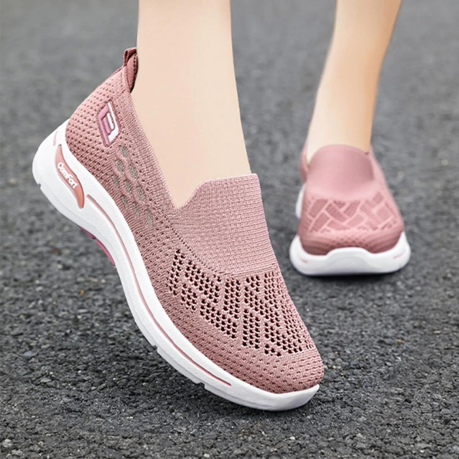 Sneakers for Women Diabetic Elderly Shoes Ladies Fashion Mary Jane Sneakers Mesh Breathable Walking Sneaker Summer Woven Hollow Out Orthopedic Soft Arch Support Walking Shoes