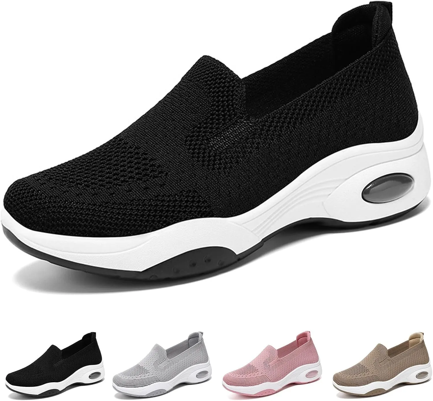 Sneakers Women Woven Orthopedic Breathable Soft Shoes Comfortable Knitted Slip on Sneakers Fashion Workoout Shopping Travel Casual Mesh Gym Shoes