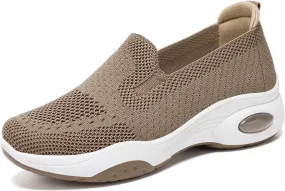 Sneakers Women Woven Orthopedic Breathable Soft Shoes Comfortable Knitted Slip on Sneakers Fashion Workoout Shopping Travel Casual Mesh Gym Shoes