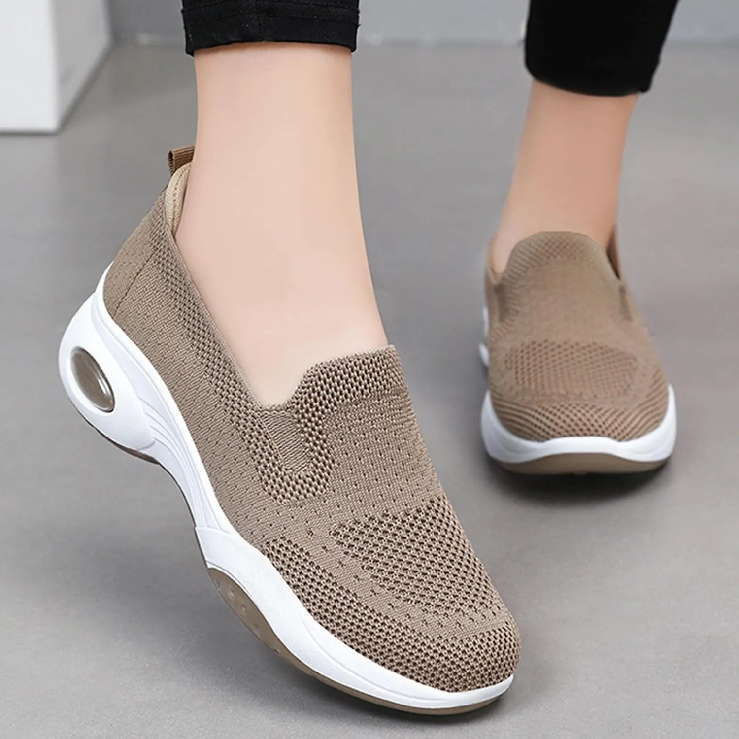 Sneakers Women Woven Orthopedic Breathable Soft Shoes Comfortable Knitted Slip on Sneakers Fashion Workoout Shopping Travel Casual Mesh Gym Shoes
