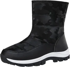 Snow Boots for Women Winter Shoes Water-proof Insulated Mid-Calf Booties Cold Weather Warm Fleece Lined Wide Outdoor Boot Platform Fashion High-Top Sneakers Comfortable Slip On Boots for Women