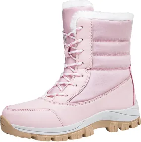 Snow Boots for Women - Women's Winter Snow Boots Warm Insulated Fleece Lined Winter Boots Anti Slip Ankle Boots Casual Lace Up Mid Calf Booties Comfortable Slip On Outdoor Walking Shoes