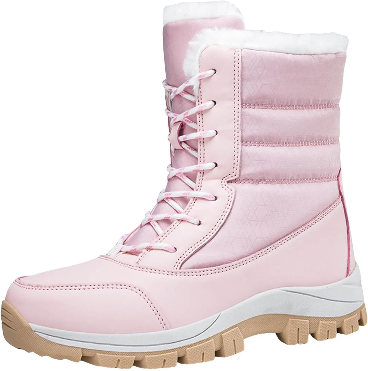 Snow Boots for Women - Women's Winter Snow Boots Warm Insulated Fleece Lined Winter Boots Anti Slip Ankle Boots Casual Lace Up Mid Calf Booties Comfortable Slip On Outdoor Walking Shoes