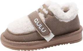 Snow Sneakers for Boys Girls, Suede Platform Warm Fr Lined Fashion Slip-on Comfortable Winter Flat Creature Boots