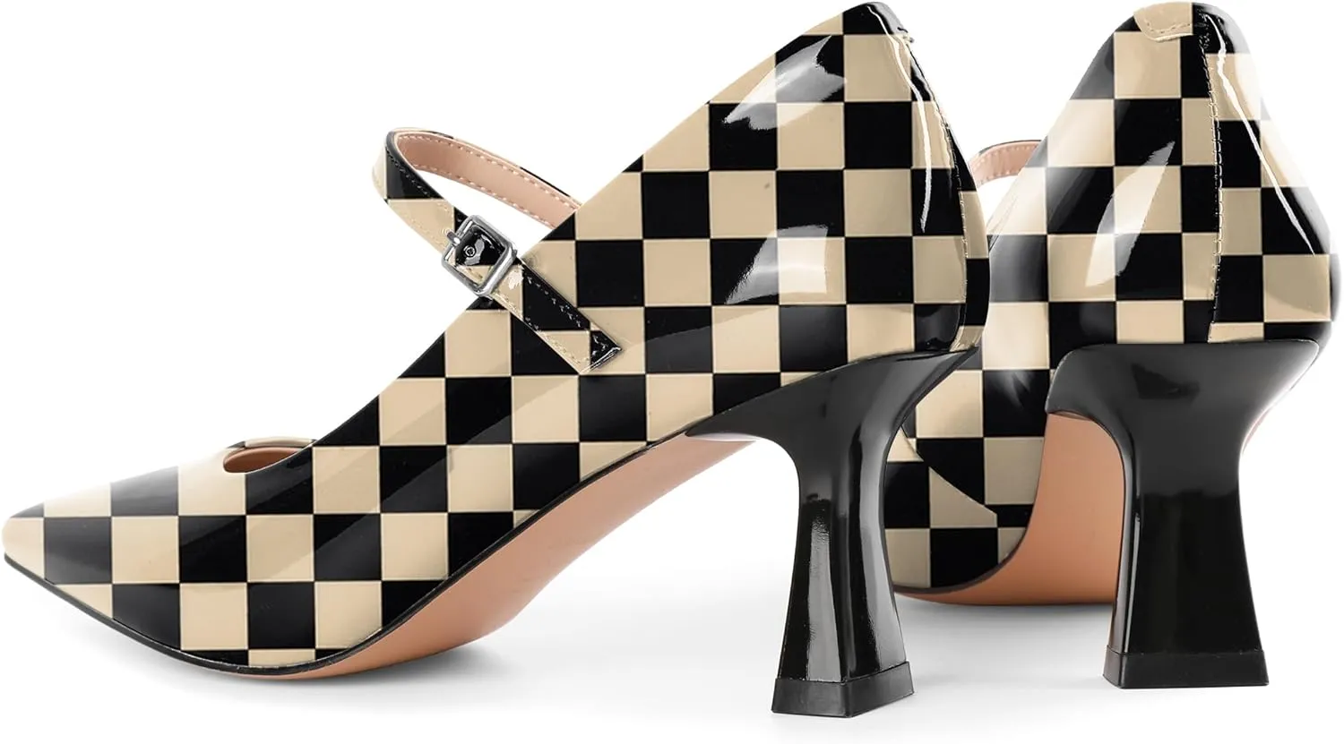 Soireelady Womens Kitten Heel Mary Jane Shoes Low Heel Little Square Toe Pumps Comfort Fashion Dress Shoes 2.5 Inches