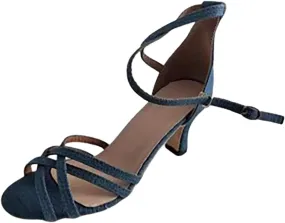 Sparkly Heels Women's Open Toe Ankle Strap Chunky Heels Gold Shoes for Women Women's Open Toe Heeled Sandals