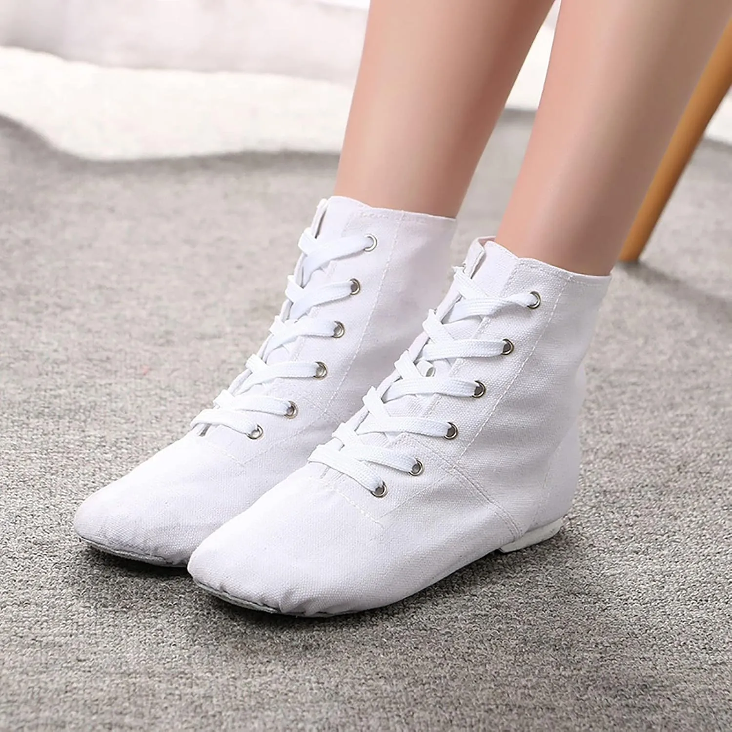 Split Sole Jazz Boots High Top Lace up Leather Canvas Dancing Shoes for Girls Boys (Toddler/Little Kid/Big Kid)