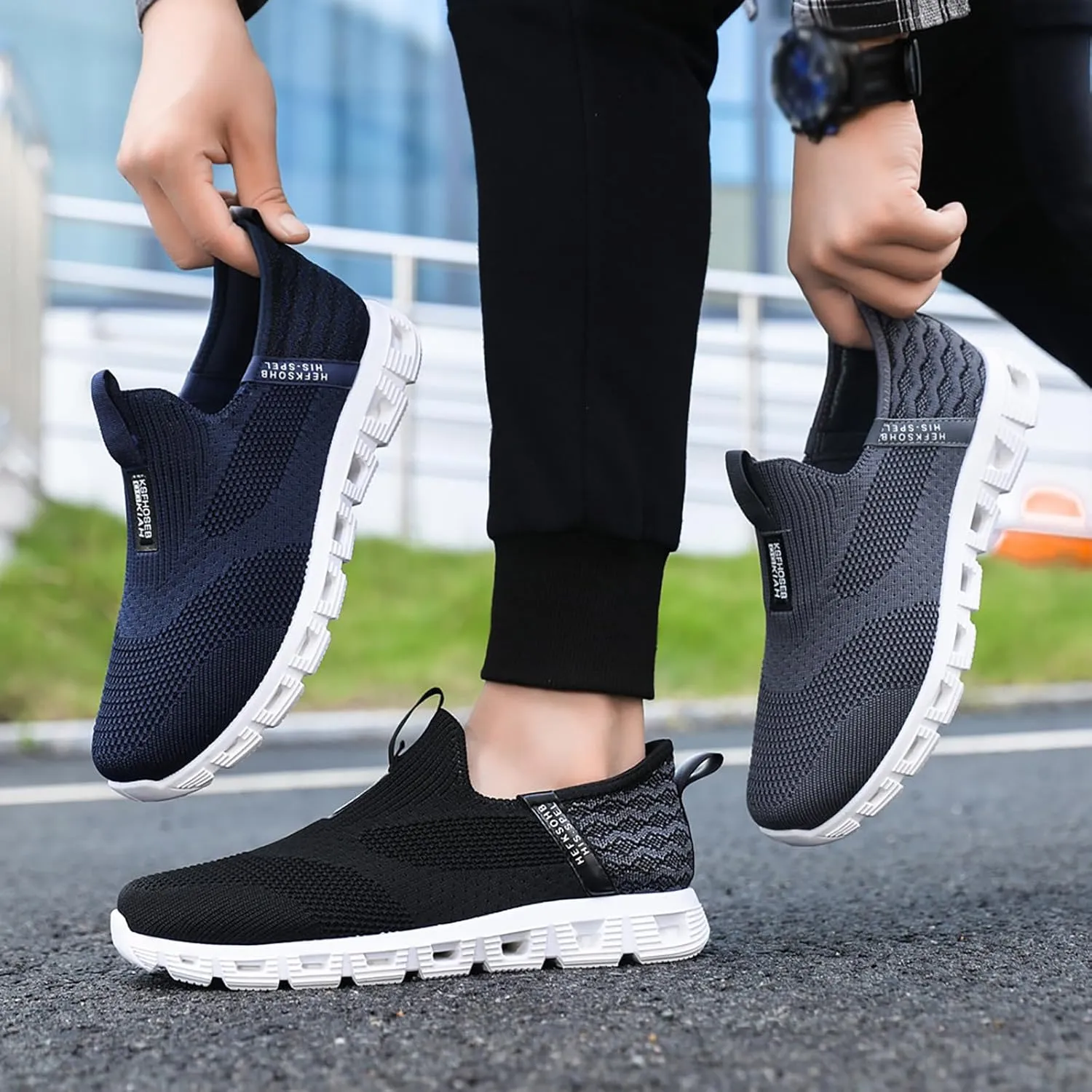 Sports Shoes for Men's Autumn New Outdoor Leisure Flying Weaving Mesh Sports Shoes Foreign Low Top Shoes Men Casual Men's San