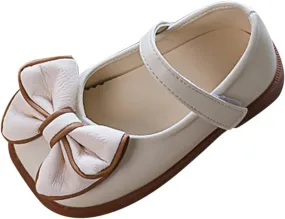 Spring and Summer Girls Casual Shoes Bow Hook Loop Solid Color Comfortable Single Shoes Toddler Girls Running Shoes