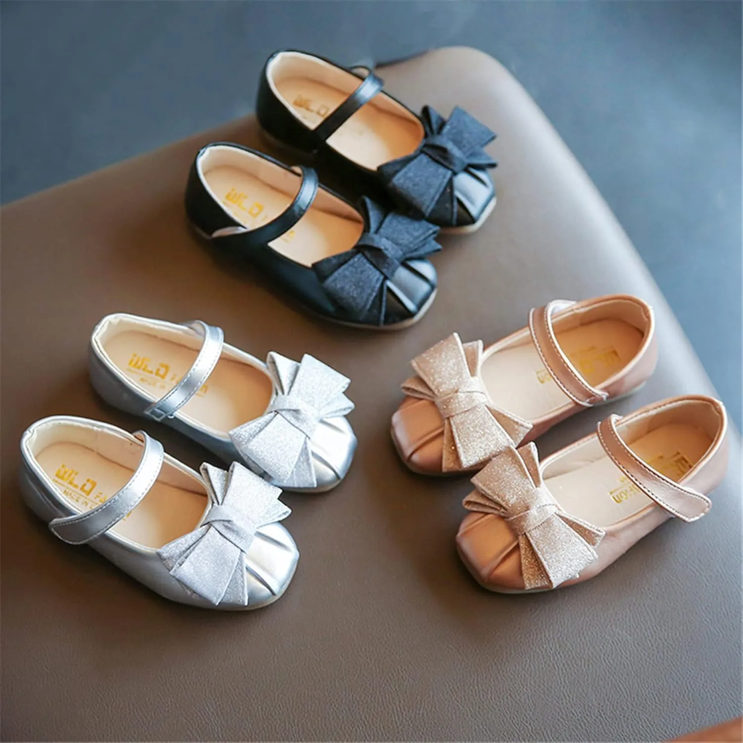 Stunner Girls Bow Mary Jane Flats Wedding Party Dress Shoes(Toddler/Little Kids/Big Kids)