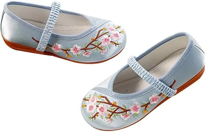 Stunner Girls Mary Jane Flat Shoes Embroidered Princess Dress Shoes Slip on School Party Flats(Toddler/Little Kids/Big Kids)