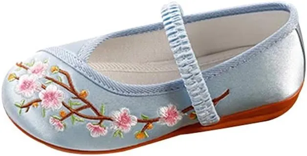 Stunner Girls Mary Jane Flat Shoes Embroidered Princess Dress Shoes Slip on School Party Flats(Toddler/Little Kids/Big Kids)