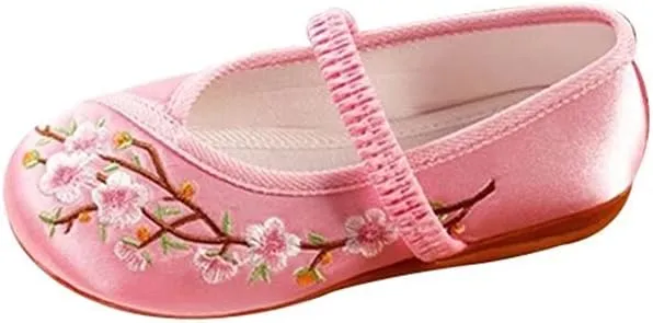 Stunner Girls Mary Jane Flat Shoes Embroidered Princess Dress Shoes Slip on School Party Flats(Toddler/Little Kids/Big Kids)