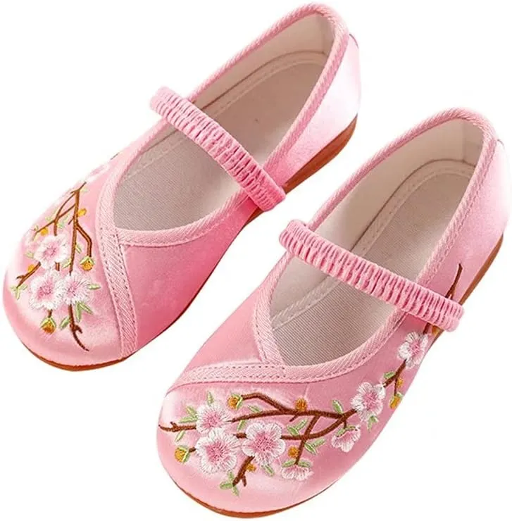 Stunner Girls Mary Jane Flat Shoes Embroidered Princess Dress Shoes Slip on School Party Flats(Toddler/Little Kids/Big Kids)
