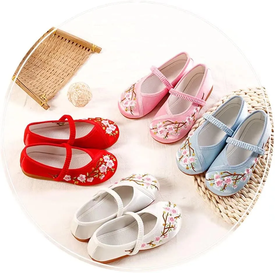 Stunner Girls Mary Jane Flat Shoes Embroidered Princess Dress Shoes Slip on School Party Flats(Toddler/Little Kids/Big Kids)