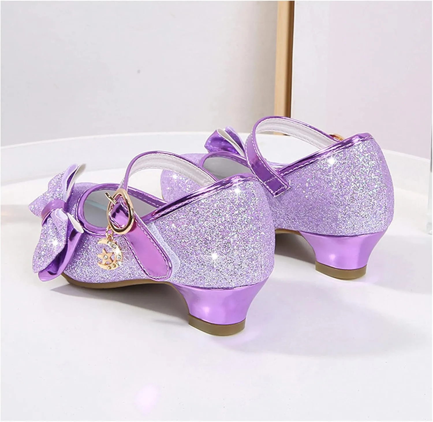 Stunner Girls Princess Shoes Wedding Party Dress Shoes Bow Shiny Heels Mary Jane Shoes
