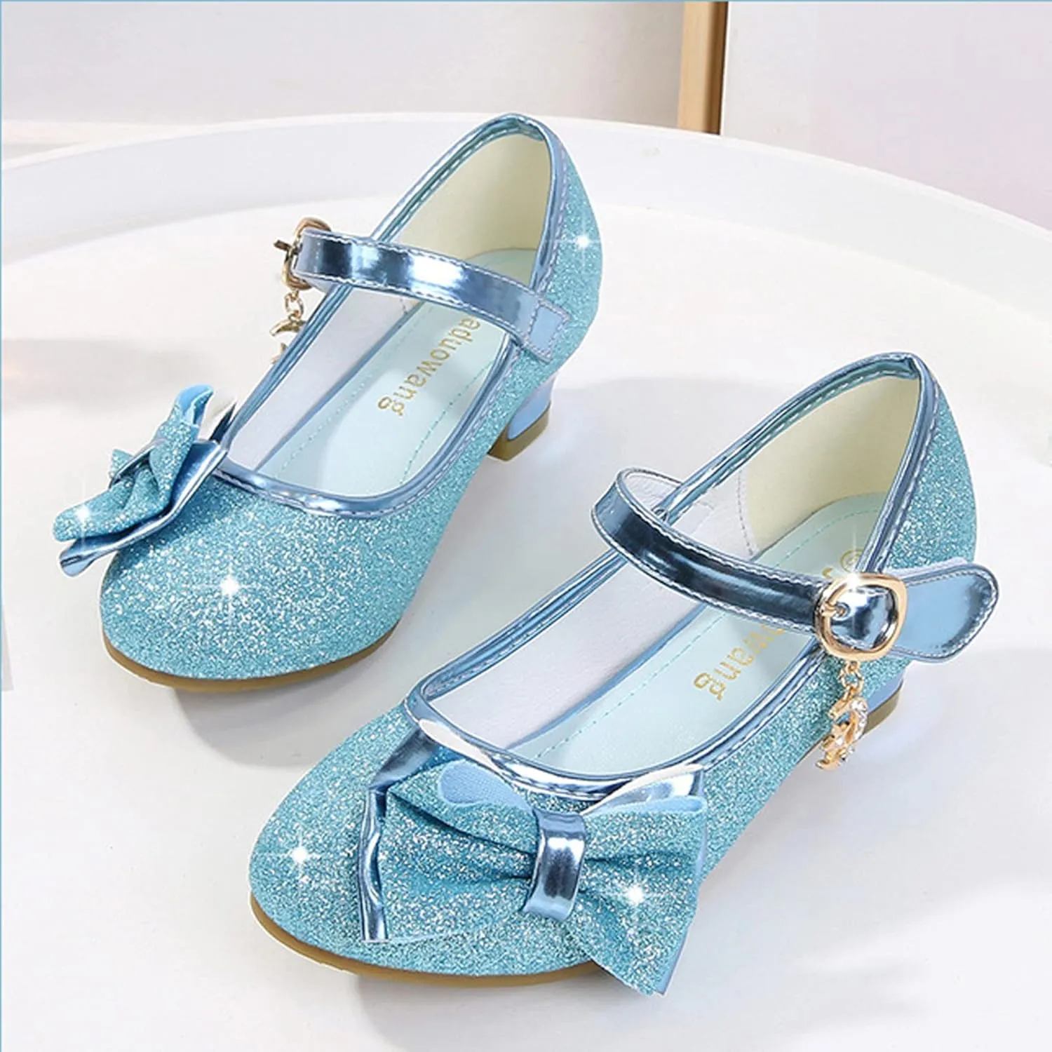 Stunner Girls Princess Shoes Wedding Party Dress Shoes Bow Shiny Heels Mary Jane Shoes