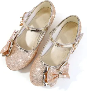 Stunner Girls Princess Shoes Wedding Party Dress Shoes Bow Shiny Heels Mary Jane Shoes