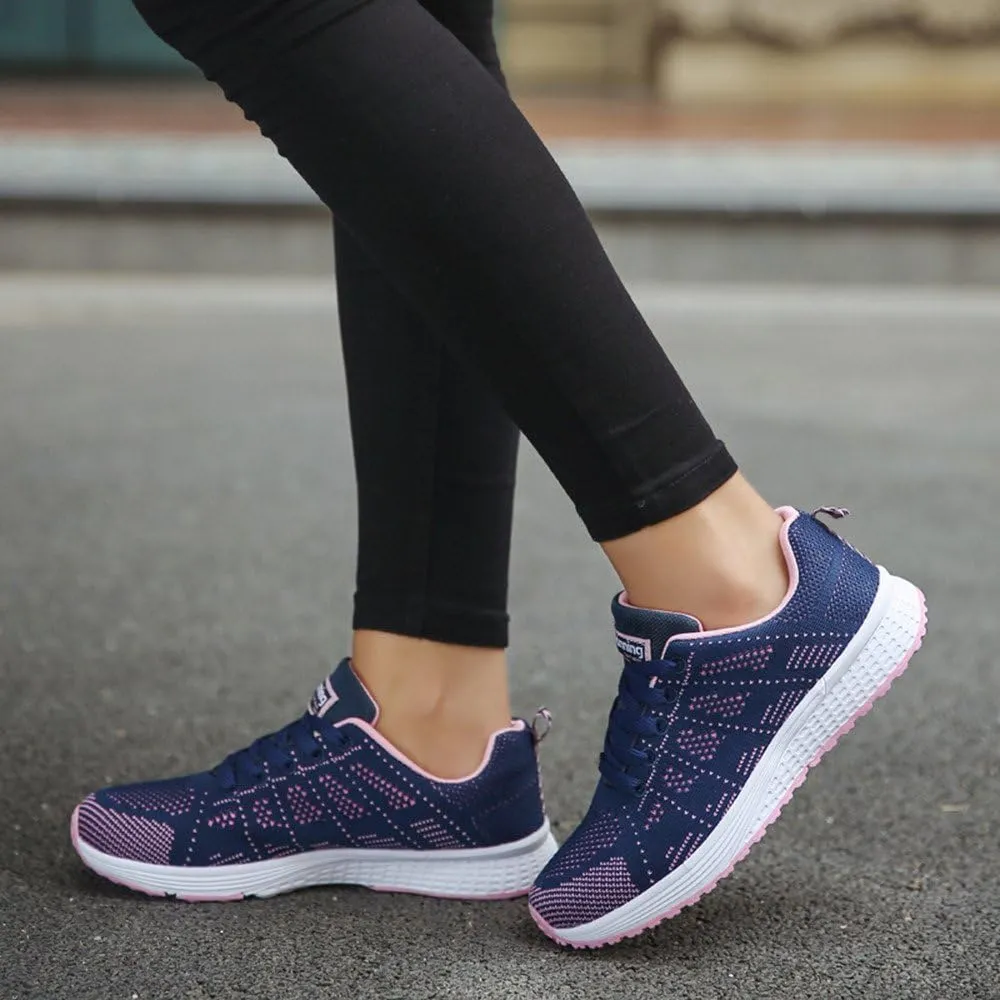 SuanlaTDS Cross Shoes Running Casual Round Shoes Women Sneakers Mesh Straps Fashion Flat Women's Casual Shoes Channel Sneakers for Women Original (Dark Blue, 7.5)