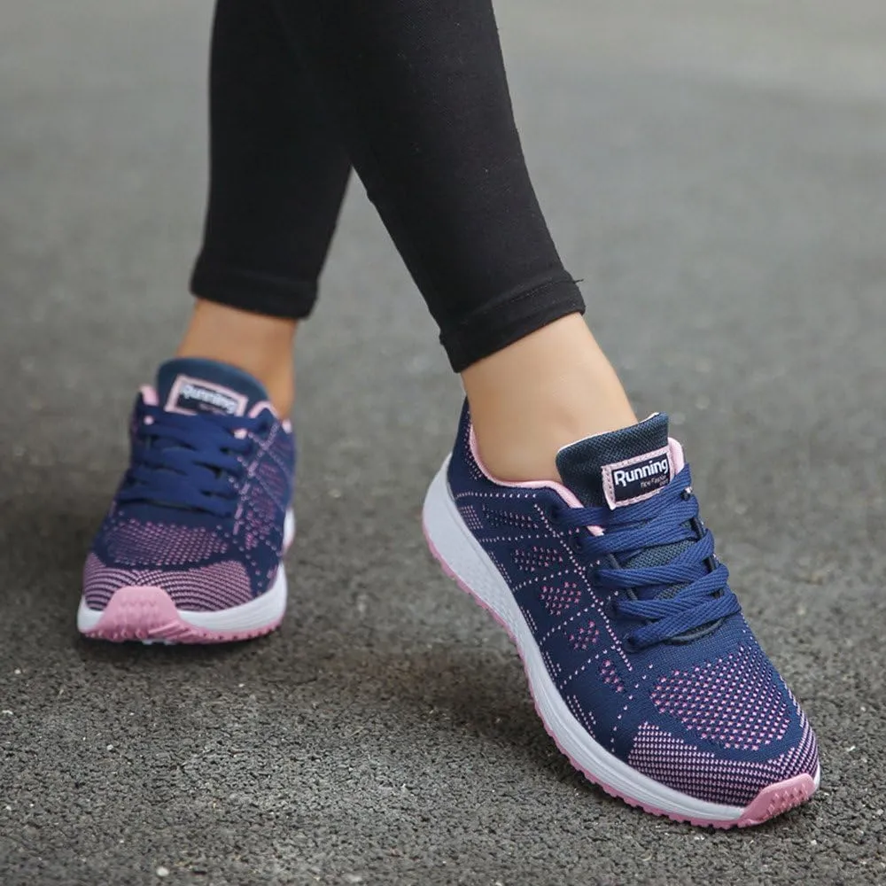 SuanlaTDS Cross Shoes Running Casual Round Shoes Women Sneakers Mesh Straps Fashion Flat Women's Casual Shoes Channel Sneakers for Women Original (Dark Blue, 7.5)