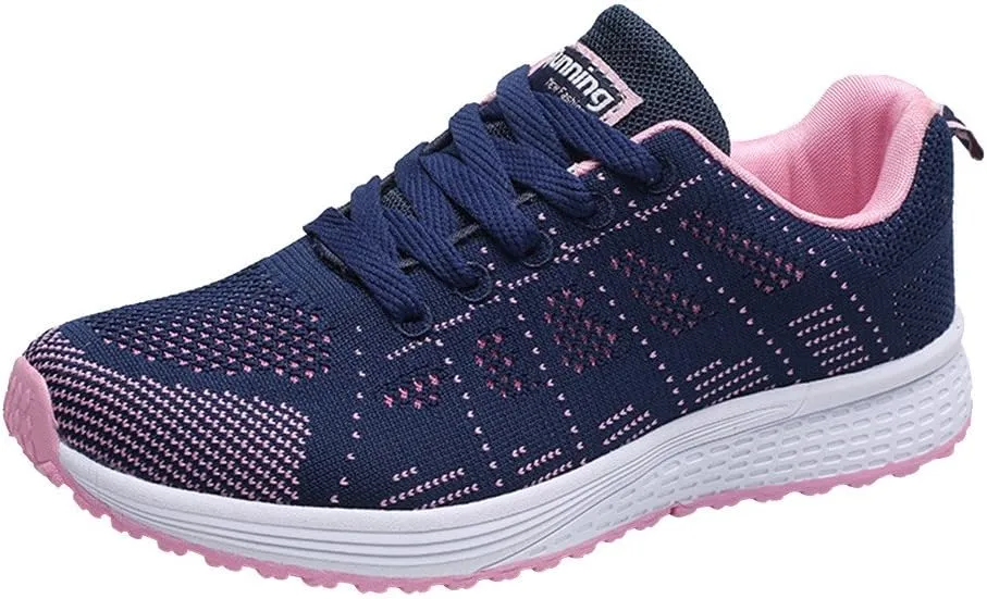 SuanlaTDS Cross Shoes Running Casual Round Shoes Women Sneakers Mesh Straps Fashion Flat Women's Casual Shoes Channel Sneakers for Women Original (Dark Blue, 7.5)