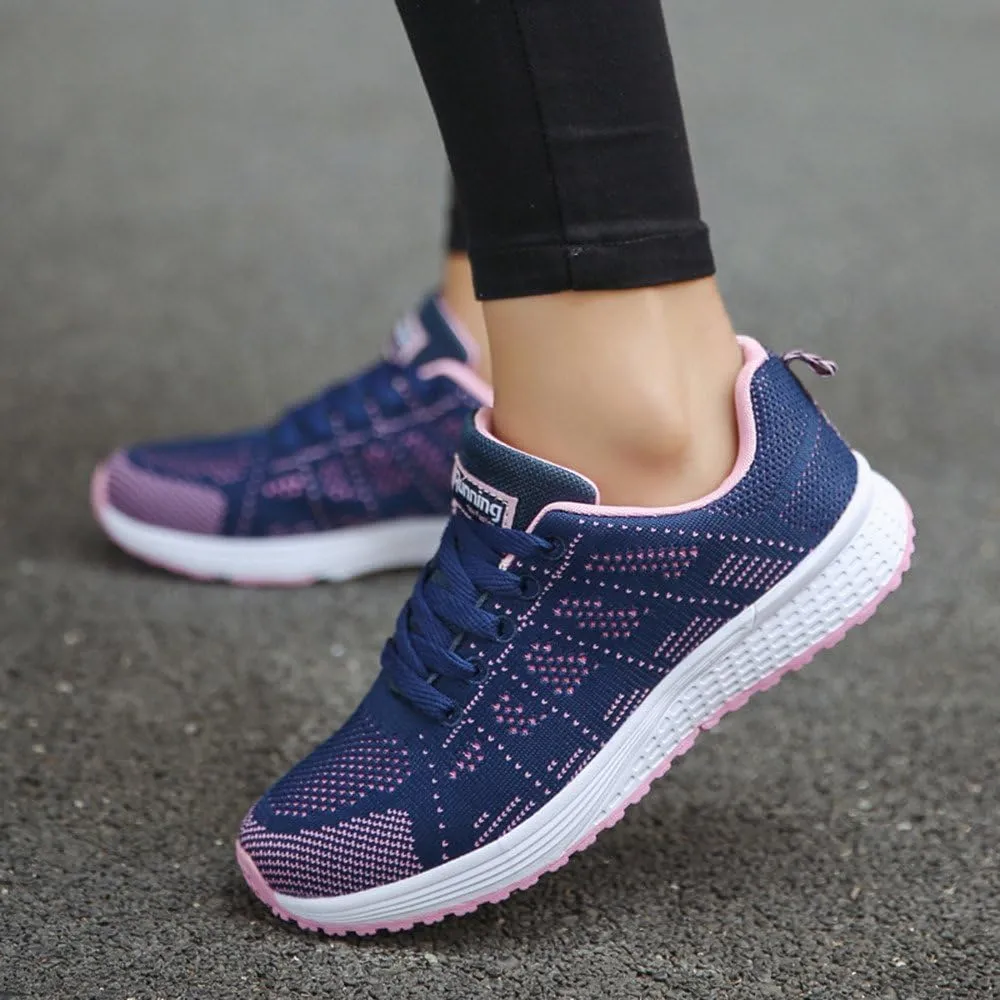 SuanlaTDS Cross Shoes Running Casual Round Shoes Women Sneakers Mesh Straps Fashion Flat Women's Casual Shoes Channel Sneakers for Women Original (Dark Blue, 7.5)