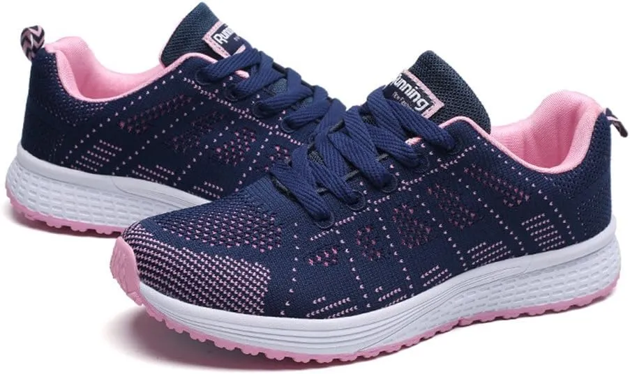SuanlaTDS Cross Shoes Running Casual Round Shoes Women Sneakers Mesh Straps Fashion Flat Women's Casual Shoes Channel Sneakers for Women Original (Dark Blue, 7.5)