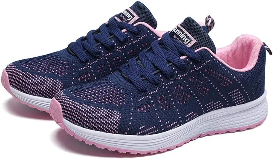 SuanlaTDS Cross Shoes Running Casual Round Shoes Women Sneakers Mesh Straps Fashion Flat Women's Casual Shoes Channel Sneakers for Women Original (Dark Blue, 7.5)