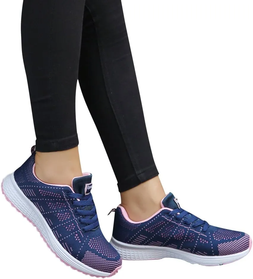 SuanlaTDS Cross Shoes Running Casual Round Shoes Women Sneakers Mesh Straps Fashion Flat Women's Casual Shoes Channel Sneakers for Women Original (Dark Blue, 7.5)