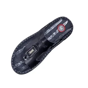 Summer Breathable Slip-On Arch Support Bunion Corrector Sandals for Men's, Casual Durable Two Uses Split Toe PU Non-slip Beach Sandals, for Dad Men Grandpa, Arch of Foot, Foot Correction(Black,8)