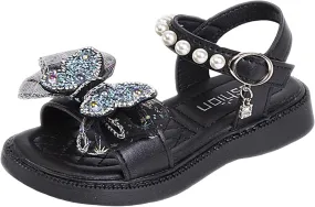 Summer Crystal Bow Fashionable and Stylish Little Girl Shoes for Middle and Large Children Little Girls White Sandals