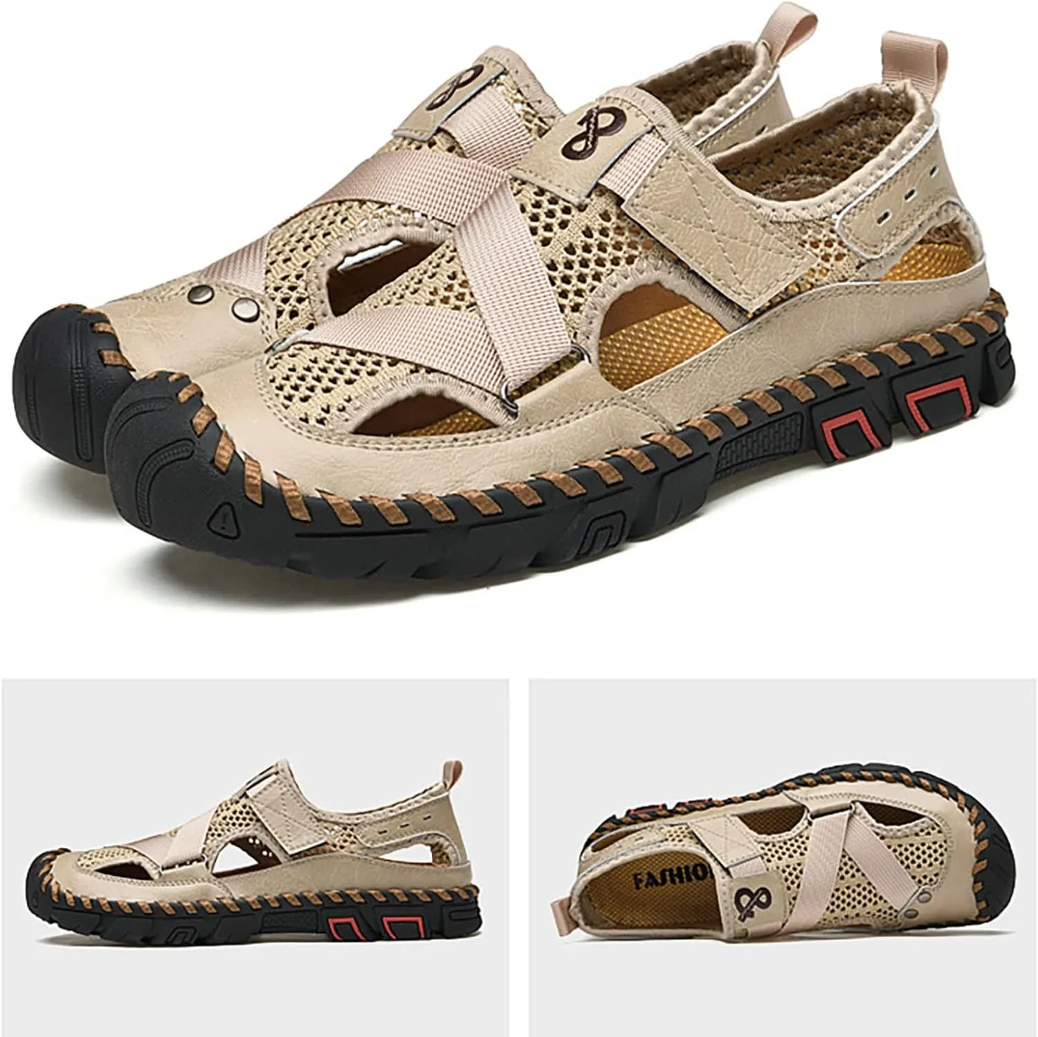 Summer Sandals For Men Outdoor Summer Casual Thick Cushion Breathable Beach Water Fisherman Sandal Close Toe Water Shoes with Adjustable Strap