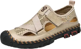 Summer Sandals For Men Outdoor Summer Casual Thick Cushion Breathable Beach Water Fisherman Sandal Close Toe Water Shoes with Adjustable Strap
