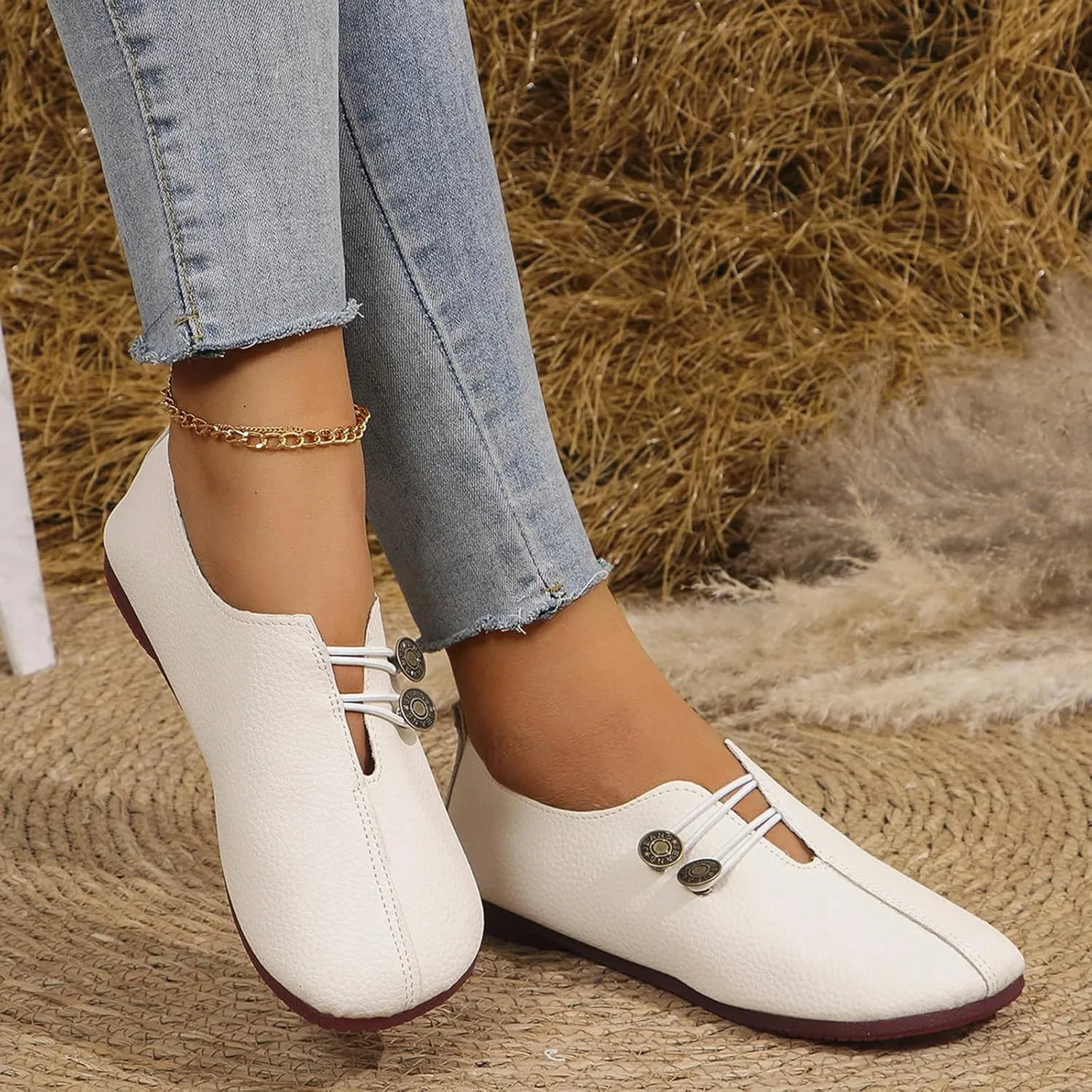 Summer Sandals for Women 2025 Soft Soled Round Toe Flats Dress Flat Dressy Ballet Low Wedge Ladies Fashion Trendy Solid Color Leather Buckle 2025